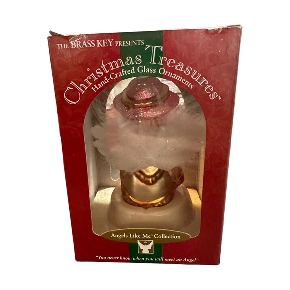 Vintage Christmas Treasures Brass Key Blown Glass Ornament Tea Lady Angel NIB - Picture 3 of 5